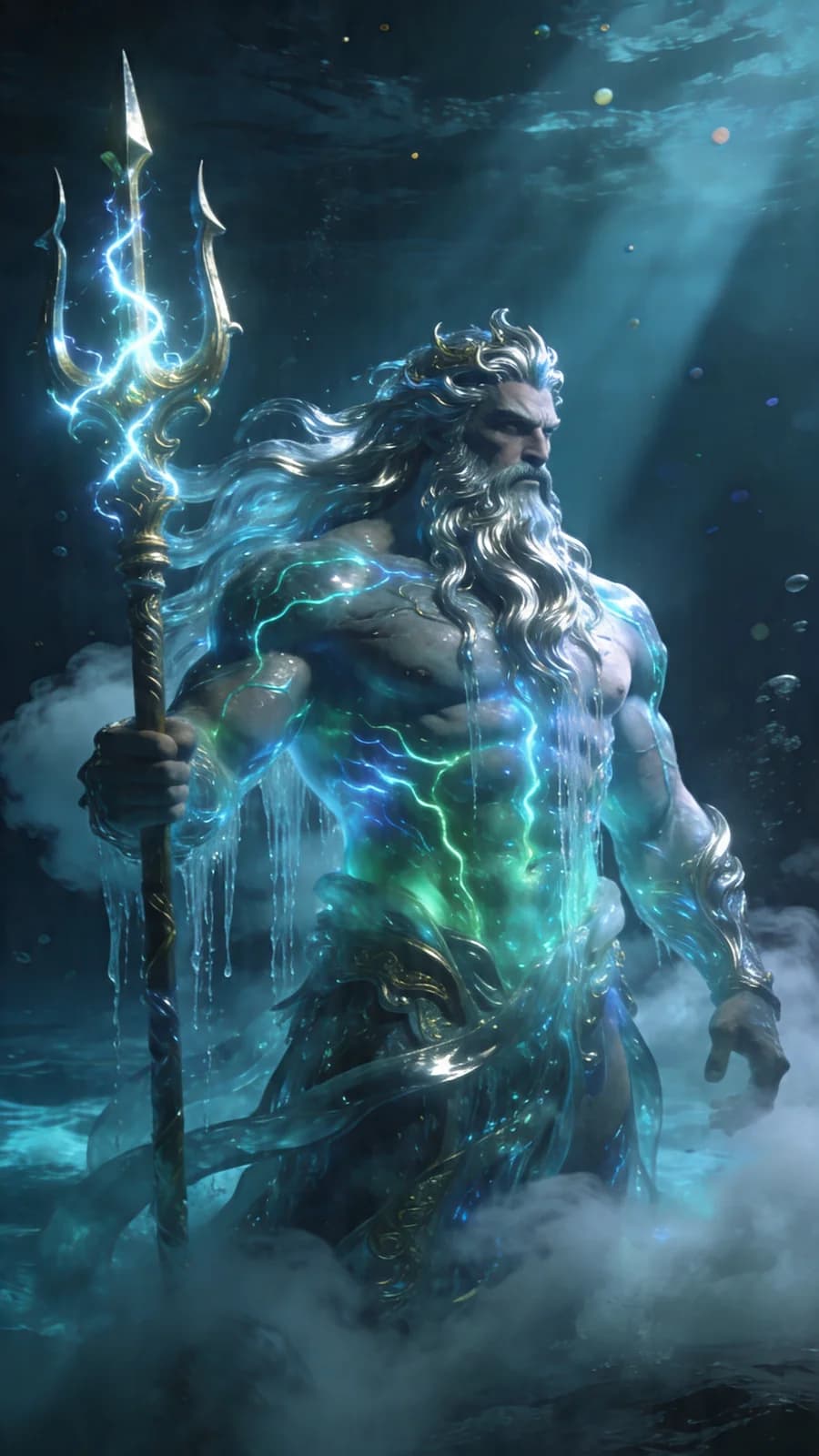 Poseidon 3D-Render mit Biolumineszenz