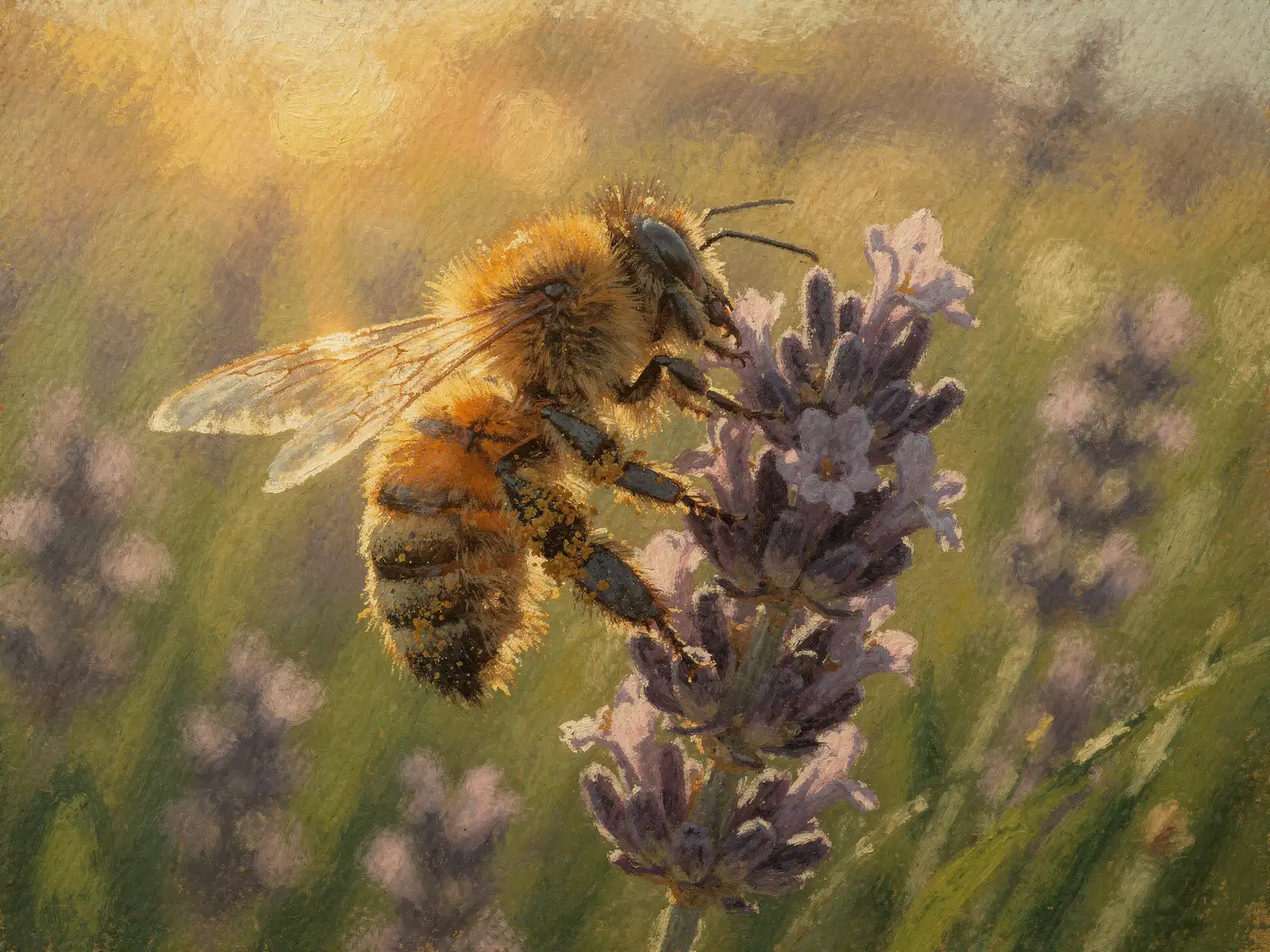 Biene sammelt Nektar im Impressionismus