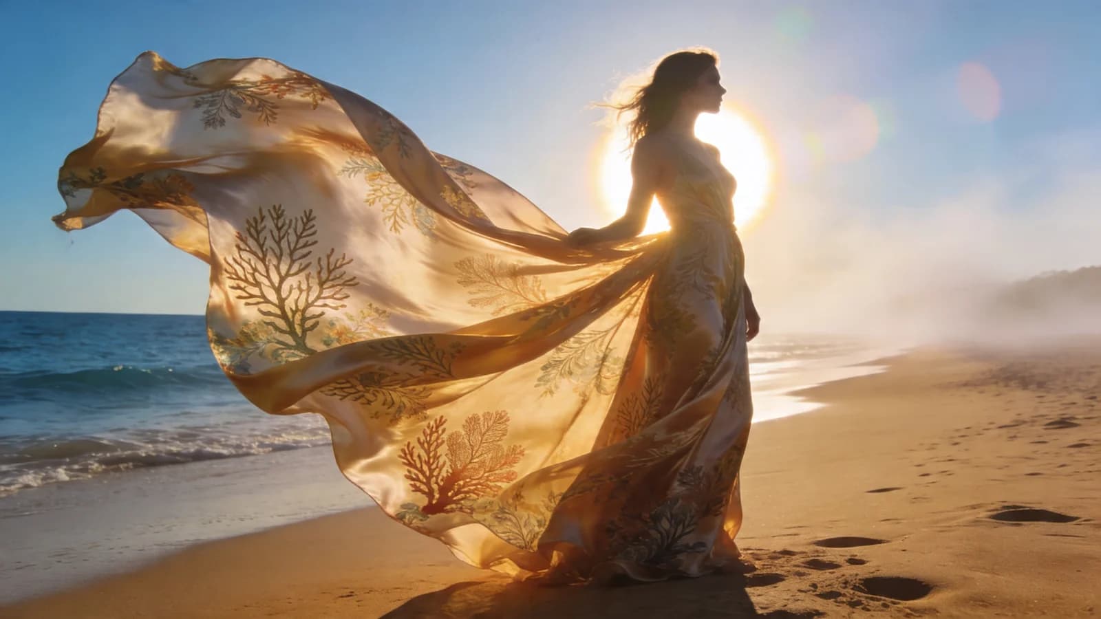 Elegante Strandschönheit im Algenkleid