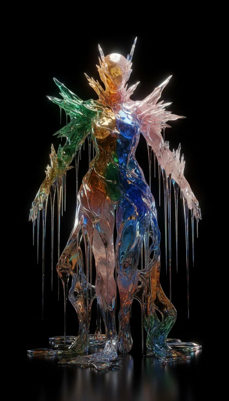 Kristalline Rüstung aus geschmolzenem Glas