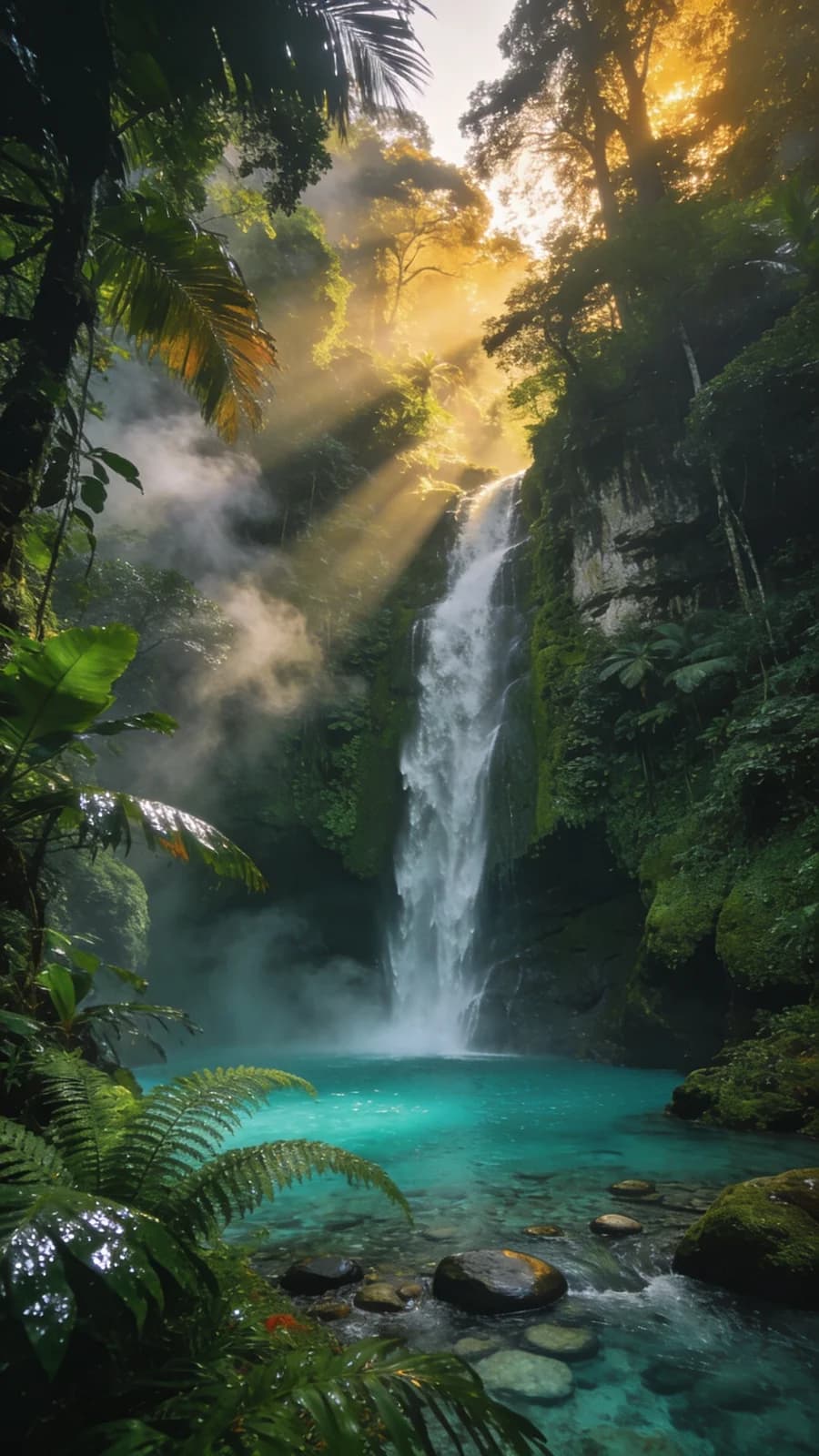 Tropischer Wasserfall im Regenwald