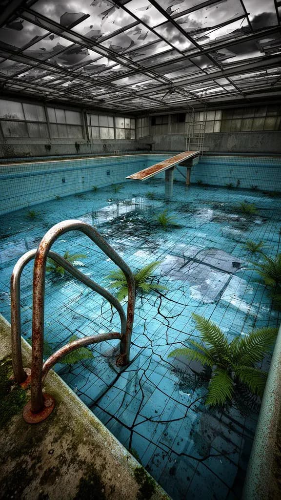 Verlassenes Schwimmbad im Verfall