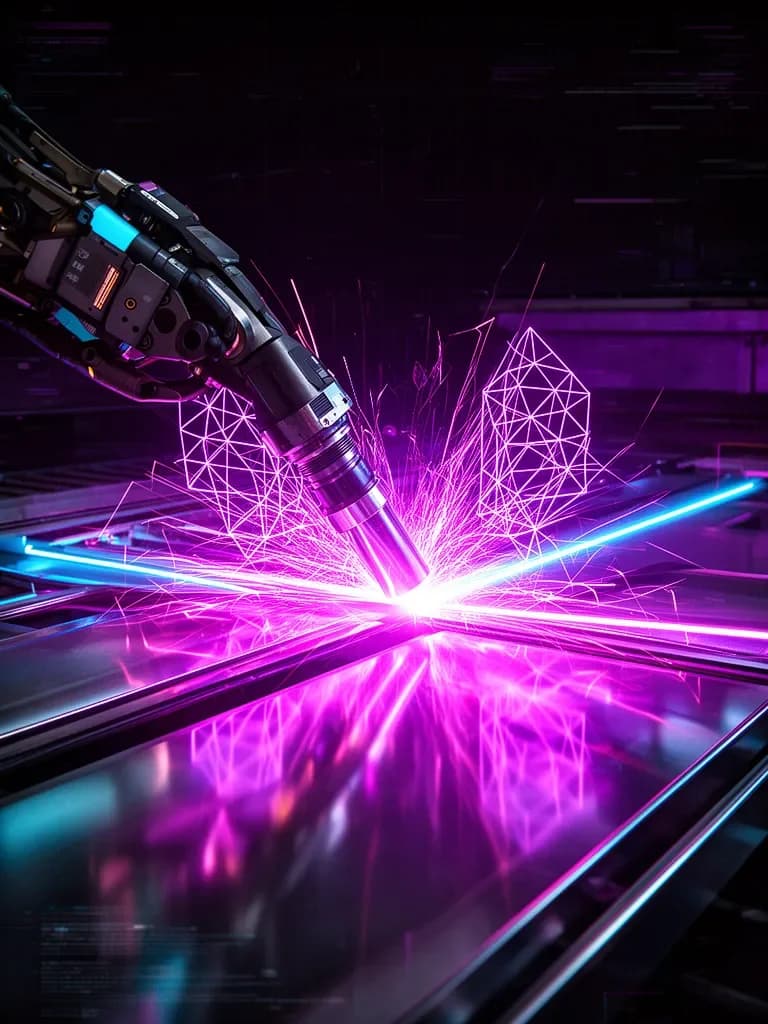 Futuristische Plasmaschneidung im Synthwave-Design