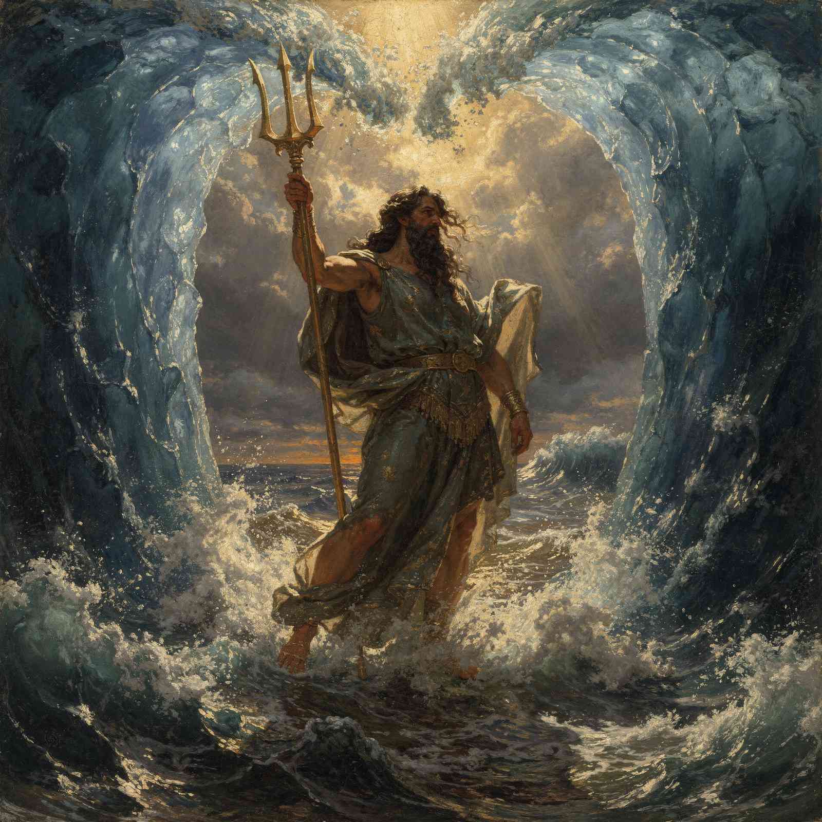 Poseidon teilt das Meer - Barocke Dramatik