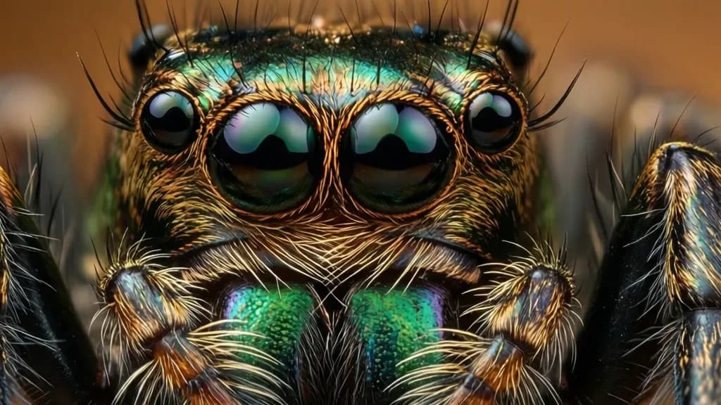 Springspinne Extreme Makroaufnahme